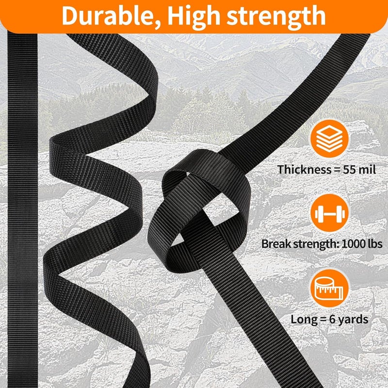 BEYOURD 5/8" Buckle and Strap Set: 6 Yards of Thick Nylon Webbing, 6 Pack Quick Side Release Adjustable Plastic Buckles, 12 Tri-Glide Slide Clips, Black (5/8 Inch Combo Set) - Image 4